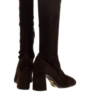 Prada Back Suede Stretch Boots size 36.5 EUC